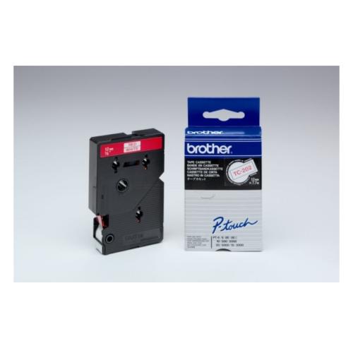 Brother tape rood op wit (TC202), 12mm, gelamineerd