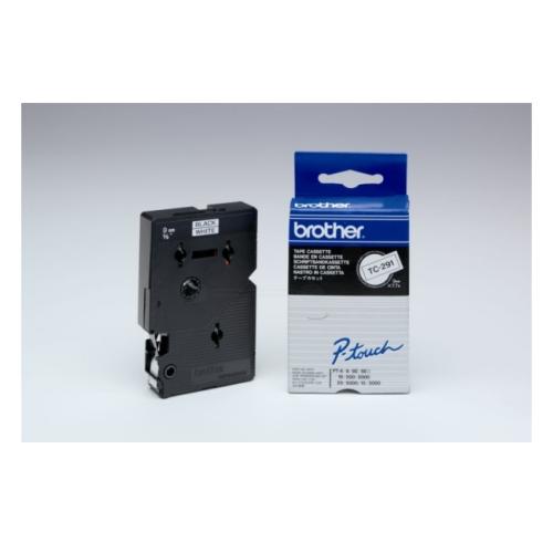 Brother tape zwart op wit (TC291), 9mm, gelamineerd