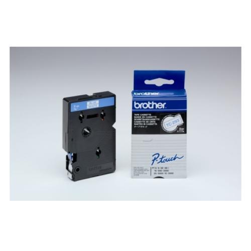 Brother tape blauw op wit (TC293), 9mm, gelamineerd
