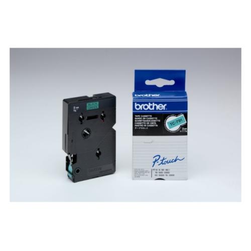 Brother tape zwart op groen (TC791), 9mm, gelamineerd