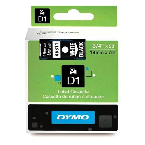 Dymo etiketten wit op zwart (45811 / S0720910), 19mm, gelamineerd