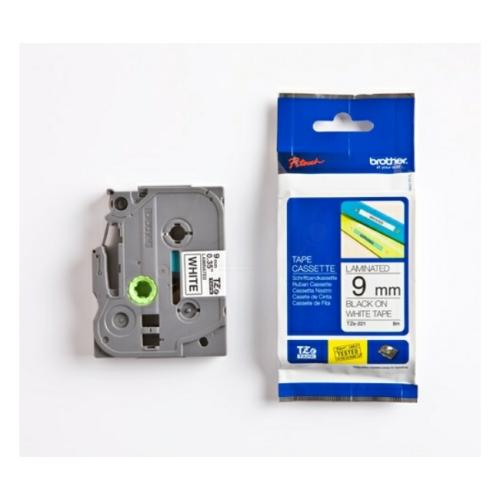 Brother tape zwart op wit (TZE221), 9mm, gelamineerd
