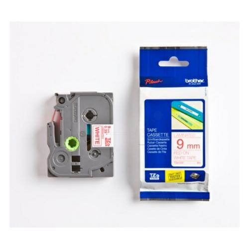 Brother tape rood op wit (TZE222), 9mm, gelamineerd