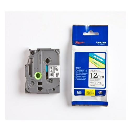 Brother tape zwart op wit (TZE231), 12mm, gelamineerd