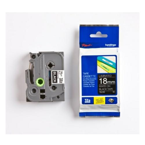Brother tape wit op zwart (TZE345), 18mm, gelamineerd