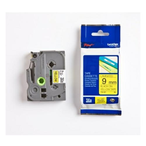 Brother tape zwart op geel (TZE621), 9mm, gelamineerd