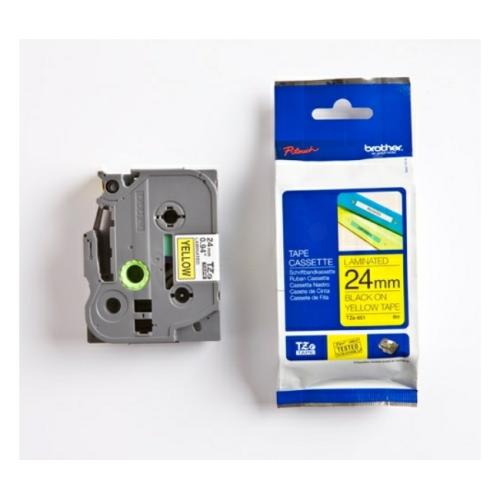 Brother tape zwart op geel (TZE651), 24mm, gelamineerd