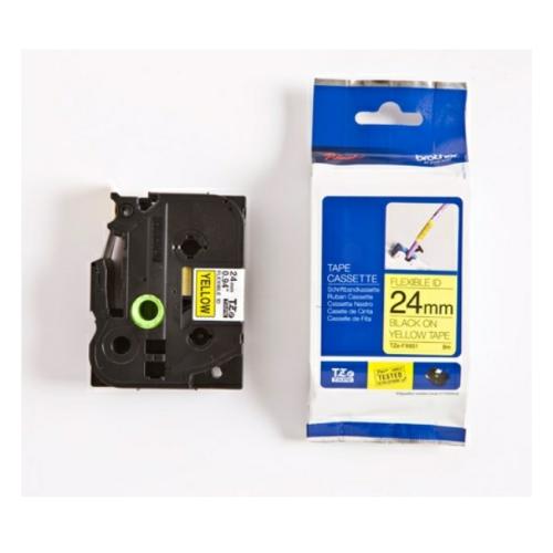 Brother tape zwart op geel (TZEFX651), 24mm, flexible laminated