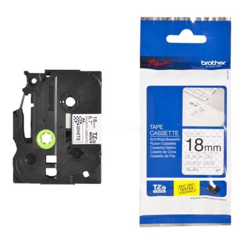 Brother tape zwart op wit (TZESE4), 18mm, gelamineerd