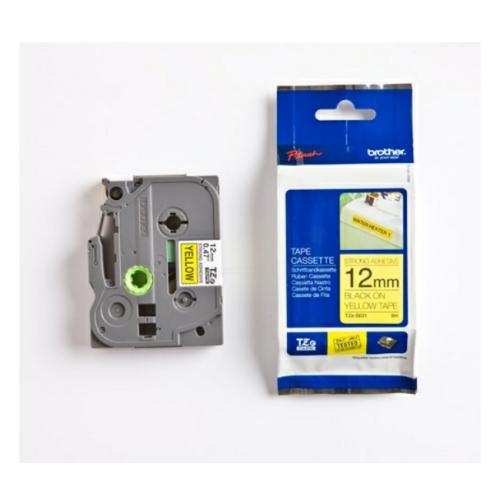 Brother tape zwart op geel (TZES631), 12mm, gelamineerd