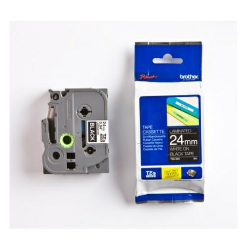 Brother tape wit op zwart (TZE355), 24mm, gelamineerd