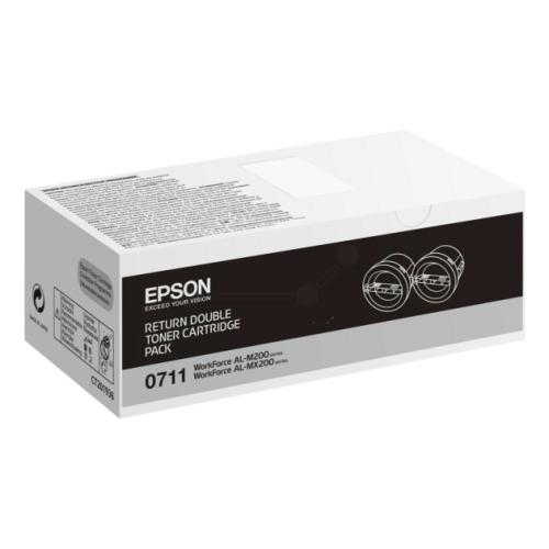 Epson toner zwart (C13S050711 / 0710) (Dual-Pack, Return, hoge capaciteit)