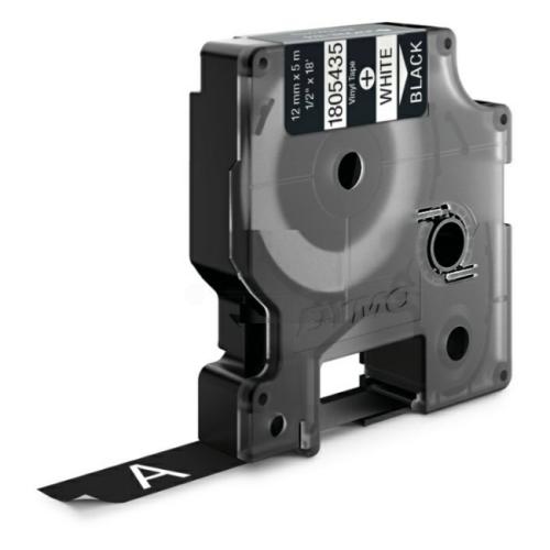 Dymo Vinylband wit op zwart (1805435), 12mm, gelamineerd
