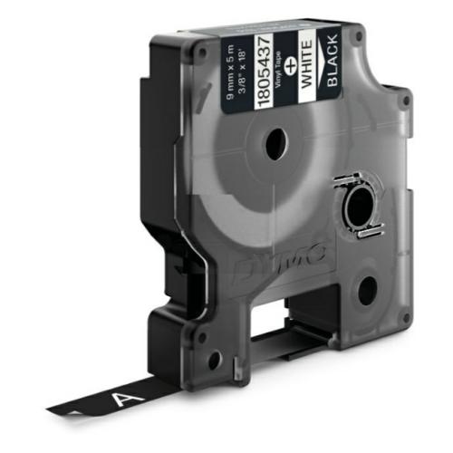 Dymo Vinylband wit op zwart (1805437), 9mm, gelamineerd