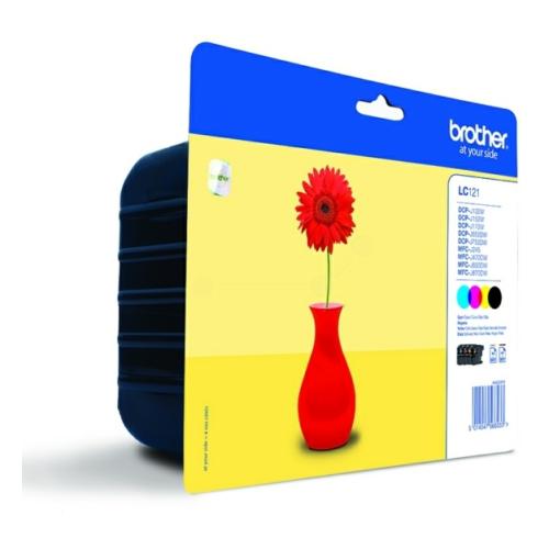 Brother inktcartridge zwart / cyaan / magenta / geel (LC121VALBPDR) (multipack)
