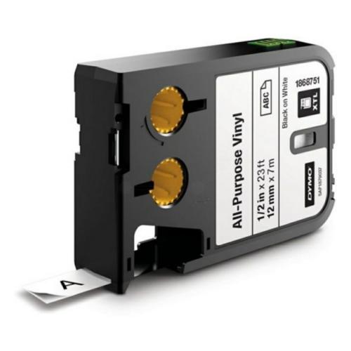 Dymo etiketten zwart op wit (1868751), 12mm
