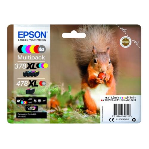 Epson inktcartridge zwart / cyaan / magenta / geel / rood / grijs (C13T379D4010 / 378XL478XL) (multipack, hoge capaciteit)