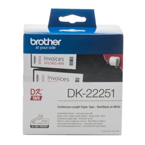 Brother etiketten rood / zwart op wit (DK22251), 62mm