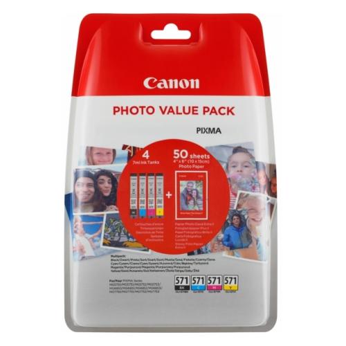 Canon Cartridge / fotopapier zwart / cyaan / magenta / geel (0386C009 / CLI571) (multipack)