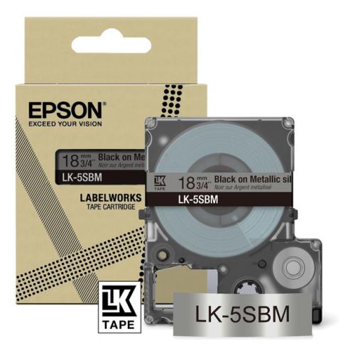 Epson etiketten zwart / zilver (C53S672094 / LK5SBM)