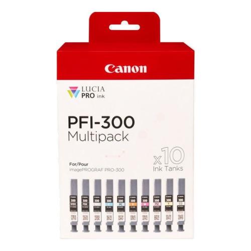Canon inktcartridge zwarte foto / zwart mat / cyaan / magenta / geel / cyaan foto / magenta foto / rood / grijs / optimizer (4192C008 / PFI300) (multipack)
